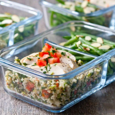 Bộ đựng đồ ăn trưa gồm túi giữ nhiệt  +  hộp thủy tinh chia ngăn 1000ml + hộp thủy tinh 695ml Lunch71-100