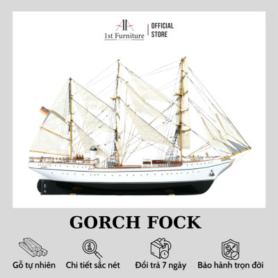 Mô hình Thuyền Cổ GORCH FOCK cao cấp, mô hình thuyền gỗ tự nhiên sang trọng lắp ráp sẵn 1st FURNITURE
