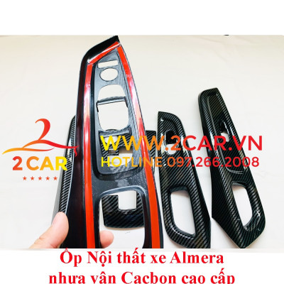Ốp nội thất CARBON xe Nissan Almera 2021 2022 2023 Hàng nhựa ABS vân cacbon cao cấp