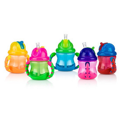 [ 10254-Nuby ] Bình uống nước 240ml, có ống hút làm bằng Silicone, 360 độ, 2 tay cầm