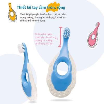 Bàn chải đánh răng cho bé từ 0 đến 3 tuổi, bàn chải siêu mảnh 3 trong 1 KUKU KU1138
