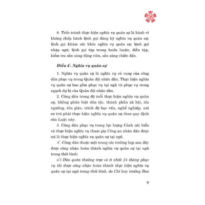 Luật Nghĩa vụ quân sự (hiện hành) (sửa đổi, bổ sung năm 2019) (bản in 2024)