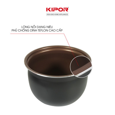 Nồi cơm điện KIPOR KP-N86918 - 1.8L - Lớp chống dính TEFLON cao cấp, lòng nồi niêu - Lòng nồi dày 3mm 1kg - Hàng chính hãng