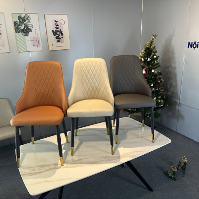 Bàn ăn mặt đá cẩm thạch chân sắt sơn đen  1m2 - 1m4 - 1m6 - 1m8 kết hợp ghế Sheraton trám 4 ghế 6 ghế 8 ghế