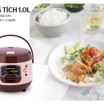 Nồi Cơm Điện Nắp Gài Sunhouse SHD8208C – Nâu (1L) - Hàng chính hãng