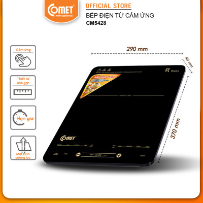 Bếp điện từ cảm ứng Comet CM5428 – Công suất 2000W, mặt kính chịu nhiệt, thiết kế siêu mỏng – Hàng Chính hãng bảo hành 12 tháng