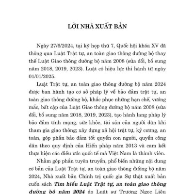 Tìm hiểu Luật trật tự, an toàn giao thông đường bộ năm 2024 - bản in 2025