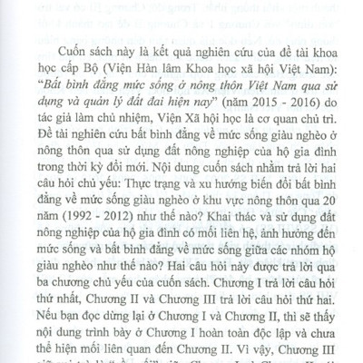 Bất Bình Đẳng Mức Sống Ở Nông Thôn Qua Sử Dụng Đất Nông Nghiệp Của Hộ Gia Đình