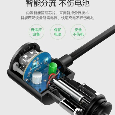 Ugreen UG40739CD168TK 120W màu Đen Bộ mở rộng 3 cổng sạc trên xe hơi + 2 cổng sạc USB - HÀNG CHÍNH HÃNG