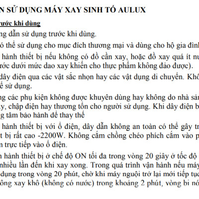 Máy Xay Sinh Tố Công Nghiệp Cao Cấp Aulux AP-2268 (2200W) - Màu Ngẫu Nhiên - Hàng Chính Hãng