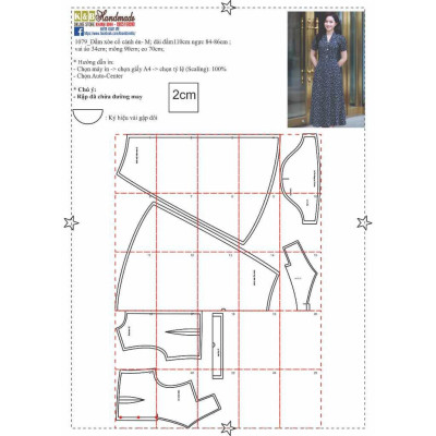 Rập đầm xòe cổ cánh én mã 1079- giấy A0 (BẢN VẼ)