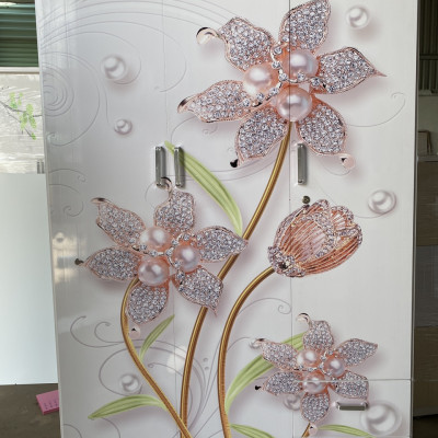 Tủ nhựa đài loan 3 cánh 2 học 3D in Hình hoa Kim Cương