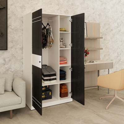 [Happy Home Furniture] TAKO, Tủ quần áo 2 cửa mở , 90cm x 54cm x 180cm ( DxRxC), TCM_140