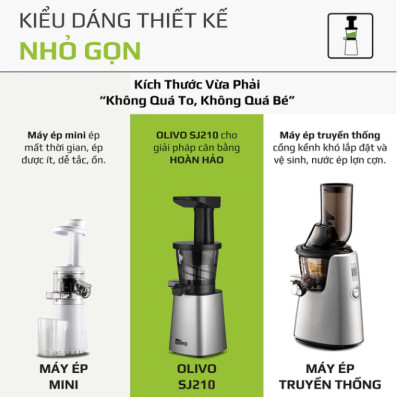 Máy Ép Chậm Olivo SJ210 Vỏ Hợp Kim Thương Hiệu Mỹ Dung Tích 0.35 Lít Công Suất 200 W - Hàng Chính Hãng