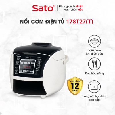 Nồi cơm điện tử SATO ST-18DT027 (T) 1.8L dùng cho 4 đến 6 người lớn, nồi cơm thông minh đa chức năng, nấu cơm, nấu cháo, hầm, làm bánh, nấu cơm khi điện yếu - Miễn phí vận chuyển toàn quốc - Hàng chính hãng