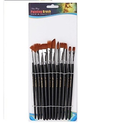 Bộ 12 Cọ Vẽ Tranh Sơn Dầu, Màu Nước, Hóa Trang Chuyên Nghiệp