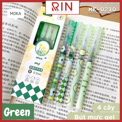 Bộ bút mực Gel nước / Bộ bút bi mực gel mực đen ngòi 0.5mm dùng ghi chép dành cho học sinh, sinh viên, văn phòng – Bộ 4 cây
