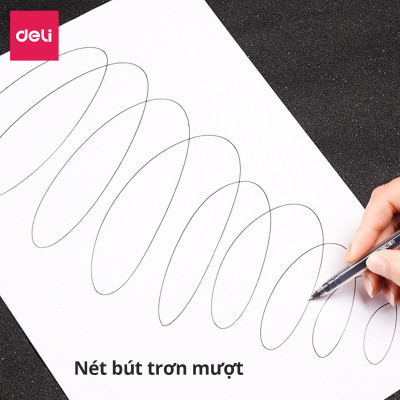 Bút gel 0.5mm Deli nhiều màu lựa chọn - Bút bi nước -  1 chiếc - Mực đỏ / Xanh / Đen - A116