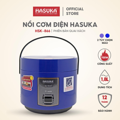 Nồi cơm điện HASSUKA HSK-866 dung tích 1.8L, công suất 700W- Lòng niêu dầy chống dính ceramic, chống xước siêu bền- Hàng chính hãng