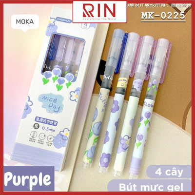 Bộ bút mực Gel nước / Bộ bút bi mực gel mực đen ngòi 0.5mm dùng ghi chép dành cho học sinh, sinh viên, văn phòng – Bộ 4 cây