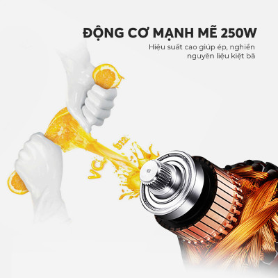 Máy ép chậm Elmich JEE-8723, công suất 250W, hạn chế tách nước, giữ trọn dưỡng chất, gọn nhẹ, tháo lắp dễ dàng, kết hợp với lưới lọc lắp ráp liền với trục vít, dễ dàng vệ sinh - Hàng chính hãng