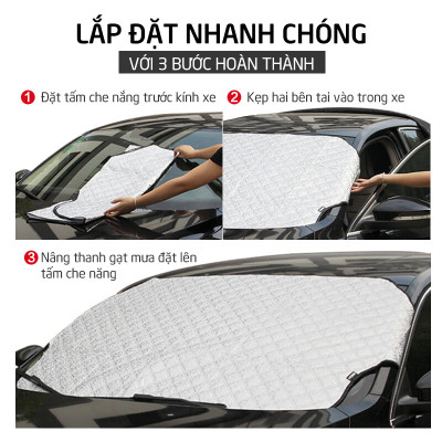 Bạt Phủ Che Nắng Chống Nóng Kính Lái Ô Tô Xe Hơi 3 Lớp Tráng Bạc Cao Cấp