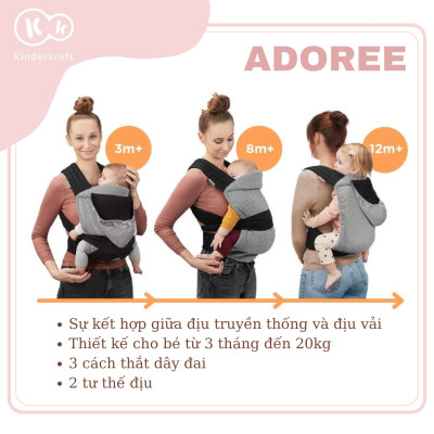 Địu cho bé từ 3 tháng tuổi Kinderkraft Adoree - Hàng chính hãng