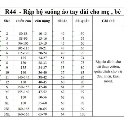 Rập Giấy bộ quần suông áo thun mã R44 - bản vẽ