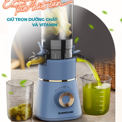 Máy ép chậm Sunhouse SHD5518, Công suất 150W, Ép mọi loại rau củ quả, Chức năng làm kem trái cây tiện lợi, Hàng chính hãng - Bảo hành 12 tháng