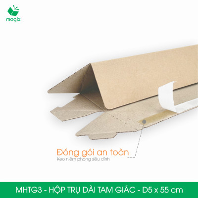 MHTG3 - D5x55 cm - 20 Hộp trụ dài tam giác thay thế ống giấy - Hộp carton đóng gói hàng