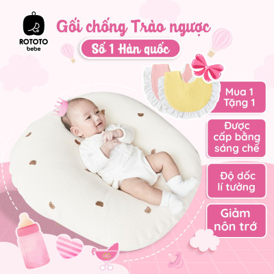 Gối chống trào ngược cho bé Rototo Bebe chất liệu đặc biệt Ripple gợn sóng - Ghi cá voi