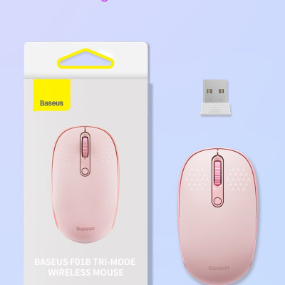 Chuột không dây Baseus F01B Tri-Mode Wireless Mouse  Bluetooth & 2.4GHz- hàng chính hãng