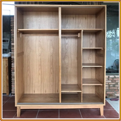 Tủ quần áo gỗ sồi cửa lùa Tundo 120 x 60 x 200 cm