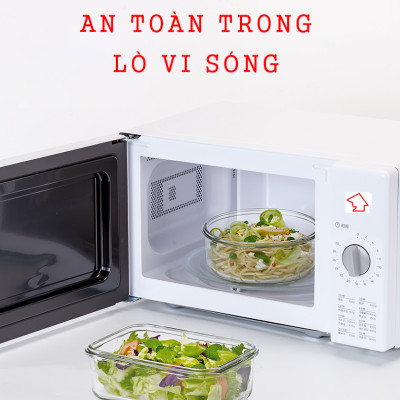 BỘ 2 hộp thủy tinh chịu nhiệt hình tròn dung tích 400ml- CCR42