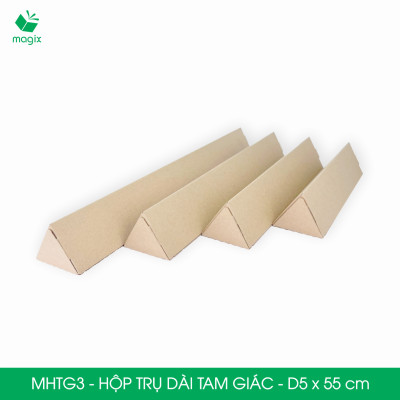 MHTG3 - D5x55 cm - 100 Hộp trụ dài tam giác thay thế ống giấy - Hộp carton đóng gói hàng