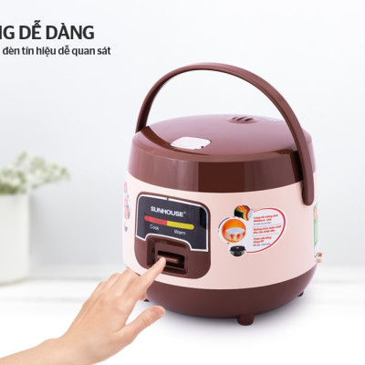Nồi Cơm Điện Nắp Gài Sunhouse SHD8208C – Nâu (1L) - Hàng chính hãng