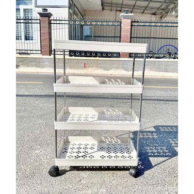 Kệ đựng đồ 4 tầng có bánh xe, giá để đồ 4 ngăn có bánh xe xoay 360 độ, xe để đồ 4 tầng