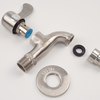 Vòi hồ - vòi máy giặt Inox SUS 304 Eurolife EL-121 (Trắng vàng)