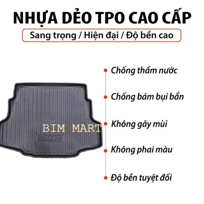 Lót cốp dành cho xe Hyundai Grand i10 Sedan 2016 - 2020 không mùi, chất liệu TPO cao cấp