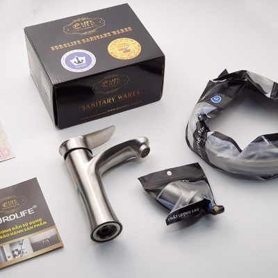 Vòi lavabo nóng lạnh Inox SUS 304 Eurolife EL-ORCHID 02 (Trắng vàng)