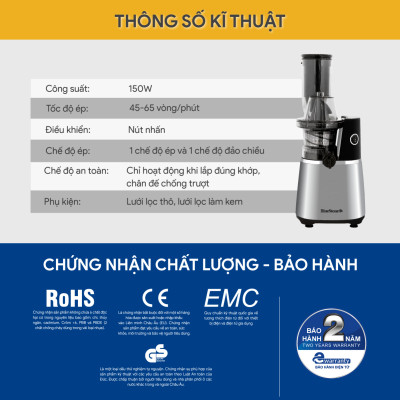 Máy Ép Chậm BlueStone SJB-6557 150W - Hàng Chính Hãng