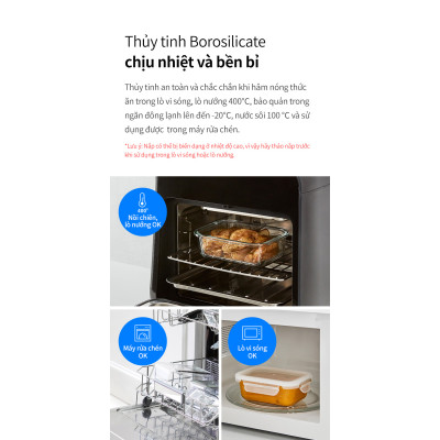 Hộp bảo quản thủy tinh LocknLock BLANC - Hộp vuông