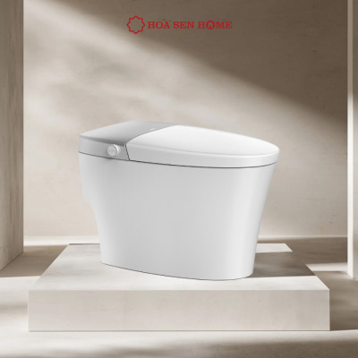 Bồn cầu thông minh TUSLO E001 Luxury lớp phủ men cao cấp, thiết kế bo tròn góc cạnh, công nghệ cảm biến hiện đại - Hoa Sen Home - Hàng chính hãng 