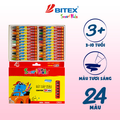 Hộp 24 Bút Màu Sáp Dino - Smartkids CR03