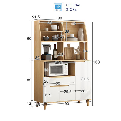 Tủ Gỗ Để Đồ Nhà Bếp Với Nhiều Ngăn Kệ Đa Năng, Hiện Đại Thương Hiệu SIB Decor KG23