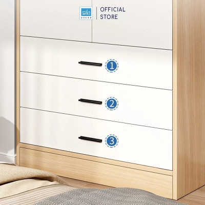 Tủ Quần Áo Màu Trắng Phối Vân Gỗ Sồi Nhiều Ngăn Đa Năng Thương Hiệu SIB Decor TA11