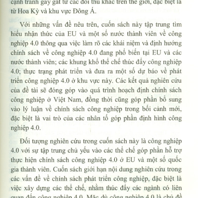 Công Nghiệp 4.0 Ở Liên Minh Châu Âu Và Một Số Nước Thành Viên (Sách chuyên khảo)