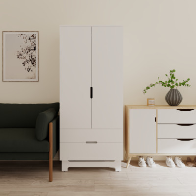 [Happy Home Furniture] MOLLY, Tủ quần áo 2 cánh mở - 2 ngăn kéo, 76cm x 54cm x 176cm ( DxRxC), TCM_106