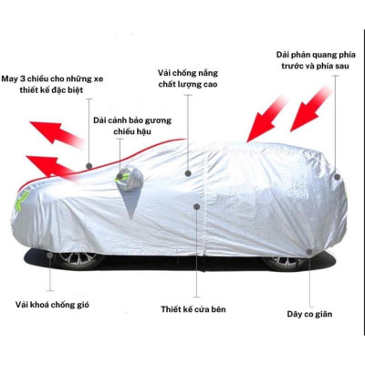 Bạt Phủ Xe Ô Tô Toyota Raize - Bạt Phủ Ô Tô 5 Chỗ 3 Lớp Cao Cấp Chống Mưa, Chống Nắng, Chống Cháy