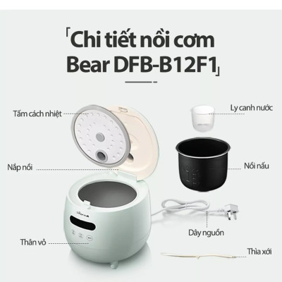 Nồi Cơm Điện Mini Đa Năng Bear DFB-B12F1, Giao Màu Ngẫu Nhiên - Hàng Chính Hãng